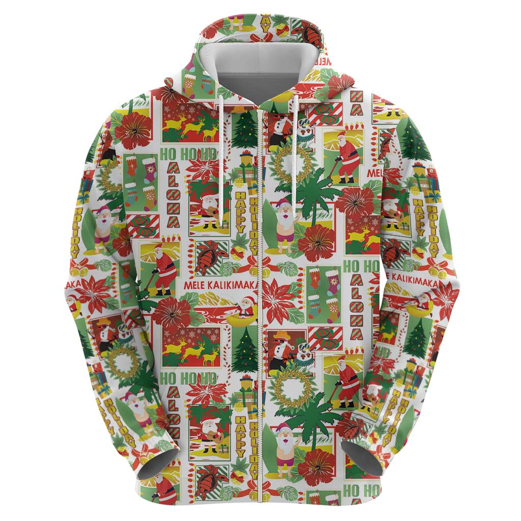 Hawaiian Santa Christmas Pattern Hoodie White Version - Polynesian Pride