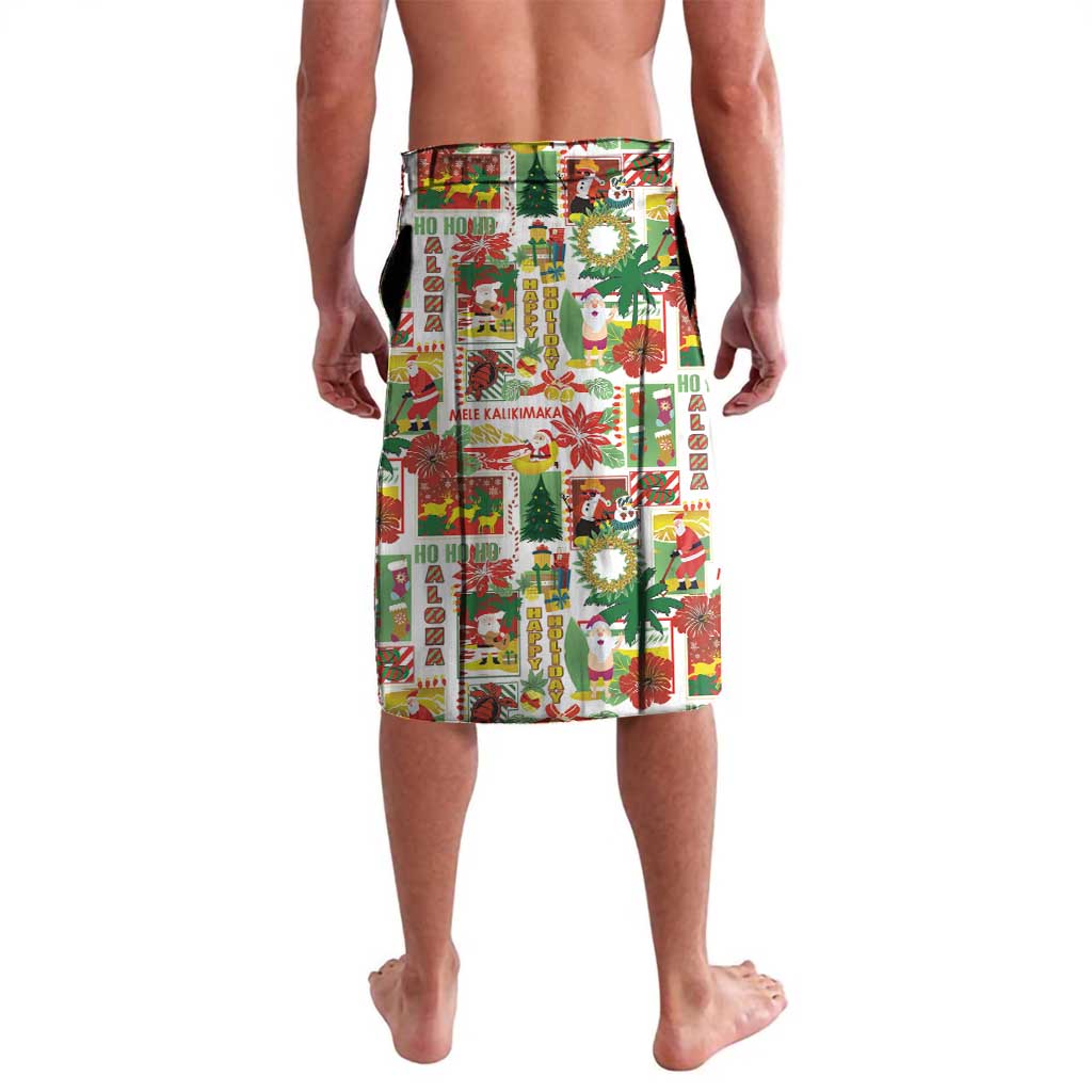 Hawaiian Santa Christmas Pattern Lavalava White Version - Polynesian Pride