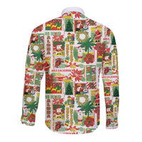 Hawaiian Santa Christmas Pattern Long Sleeve Button Shirt White Version - Polynesian Pride
