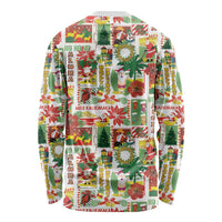 Hawaiian Santa Christmas Pattern Long Sleeve Shirt White Version - Polynesian Pride