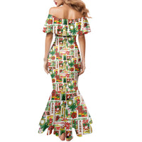 Hawaiian Santa Christmas Pattern Mermaid Dress White Version - Polynesian Pride