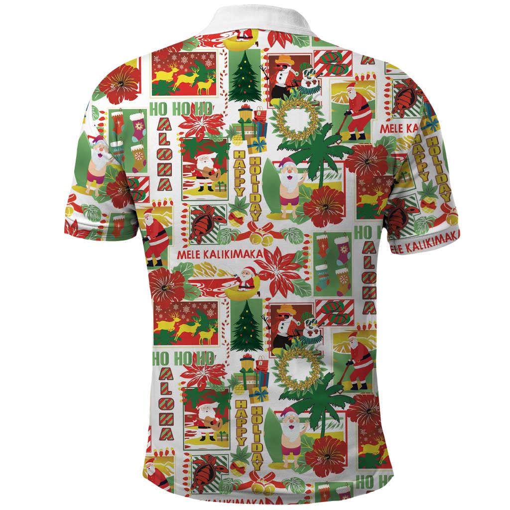 Hawaiian Santa Christmas Pattern Polo Shirt White Version - Polynesian Pride