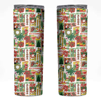 Hawaiian Santa Christmas Pattern Skinny Tumbler White Version - Polynesian Pride