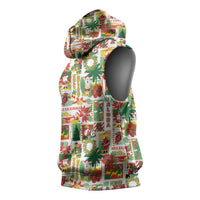 Hawaiian Santa Christmas Pattern Sleeveless Hoodie White Version - Polynesian Pride