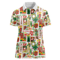 Hawaiian Santa Christmas Pattern Women Polo Shirt White Version - Polynesian Pride