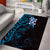 New Zealand Tuatara Plumeria Area Rug Maori Blue Koru Tribal Tattoo