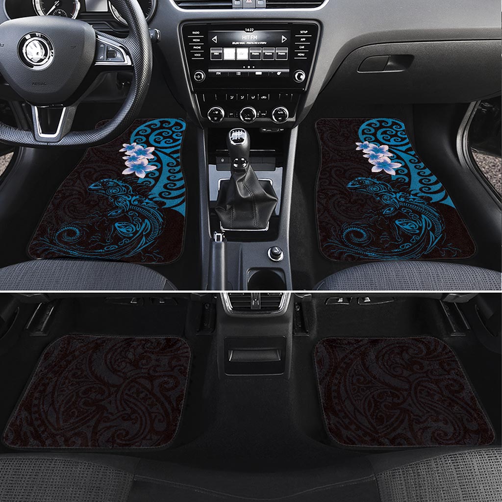 New Zealand Tuatara Plumeria Car Mats Maori Blue Koru Tribal Tattoo