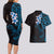 New Zealand Tuatara Plumeria Couples Matching Long Sleeve Bodycon Dress and Hawaiian Shirt Maori Blue Koru Tribal Tattoo