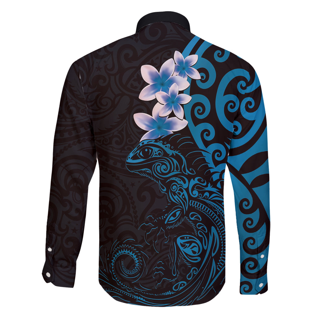 New Zealand Tuatara Plumeria Family Matching Mermaid Dress and Hawaiian Shirt Maori Blue Koru Tribal Tattoo