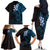 New Zealand Tuatara Plumeria Family Matching Off The Shoulder Long Sleeve Dress and Hawaiian Shirt Maori Blue Koru Tribal Tattoo