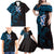 New Zealand Tuatara Plumeria Family Matching Off Shoulder Maxi Dress and Hawaiian Shirt Maori Blue Koru Tribal Tattoo