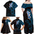 New Zealand Tuatara Plumeria Family Matching Off Shoulder Maxi Dress and Hawaiian Shirt Maori Blue Koru Tribal Tattoo