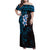 New Zealand Tuatara Plumeria Family Matching Off Shoulder Maxi Dress and Hawaiian Shirt Maori Blue Koru Tribal Tattoo