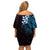 New Zealand Tuatara Plumeria Family Matching Off Shoulder Short Dress and Hawaiian Shirt Maori Blue Koru Tribal Tattoo