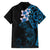 New Zealand Tuatara Plumeria Family Matching Short Sleeve Bodycon Dress and Hawaiian Shirt Maori Blue Koru Tribal Tattoo