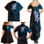 New Zealand Tuatara Plumeria Family Matching Summer Maxi Dress and Hawaiian Shirt Maori Blue Koru Tribal Tattoo