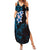 New Zealand Tuatara Plumeria Family Matching Summer Maxi Dress and Hawaiian Shirt Maori Blue Koru Tribal Tattoo