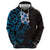 New Zealand Tuatara Plumeria Hoodie Maori Blue Koru Tribal Tattoo