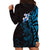 New Zealand Tuatara Plumeria Hoodie Dress Maori Blue Koru Tribal Tattoo