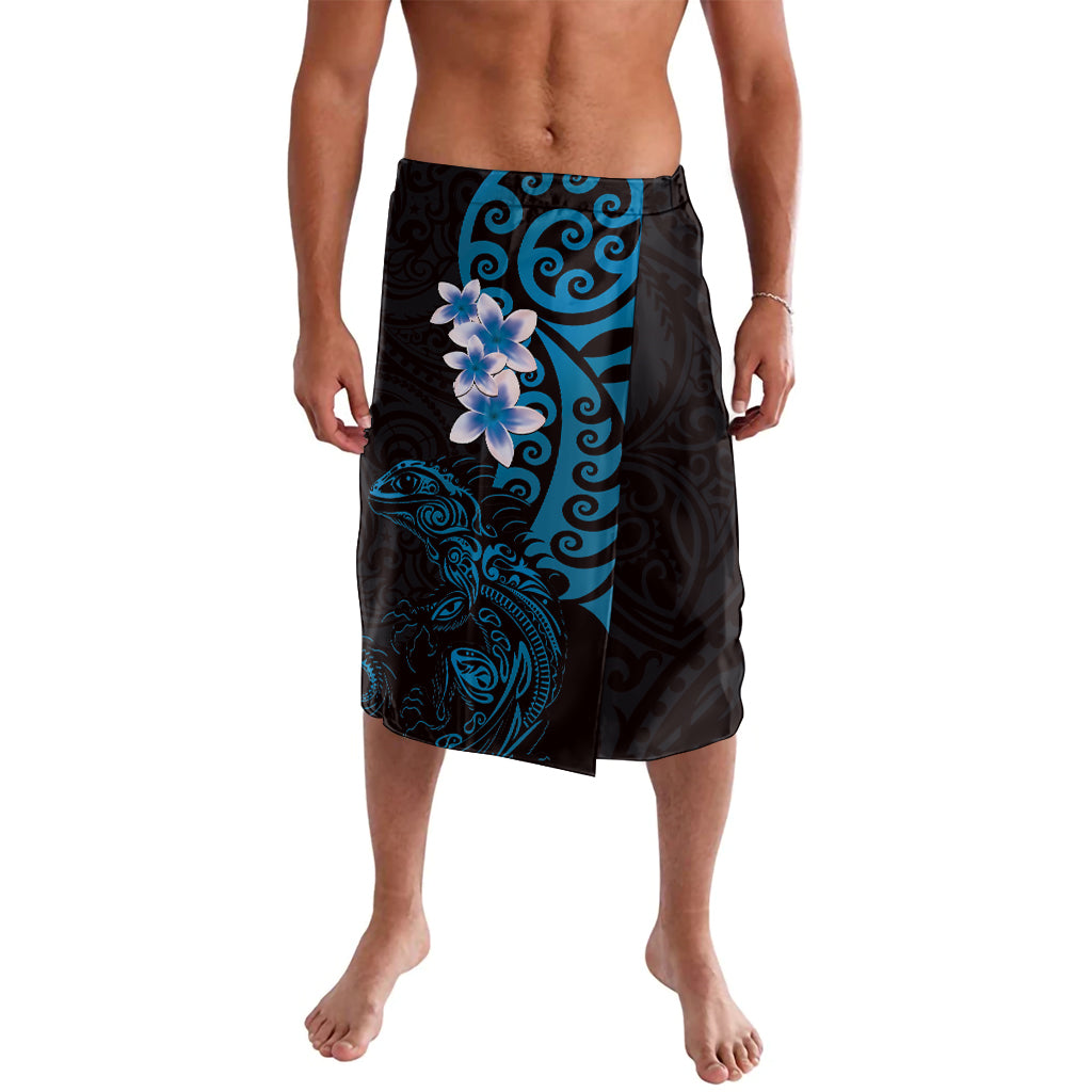 New Zealand Tuatara Plumeria Lavalava Maori Blue Koru Tribal Tattoo LT01 Blue - Polynesian Pride