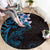 New Zealand Tuatara Plumeria Round Carpet Maori Blue Koru Tribal Tattoo