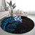 New Zealand Tuatara Plumeria Round Carpet Maori Blue Koru Tribal Tattoo