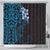 New Zealand Tuatara Plumeria Shower Curtain Maori Blue Koru Tribal Tattoo