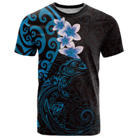New Zealand Tuatara Plumeria T Shirt Maori Blue Koru Tribal Tattoo