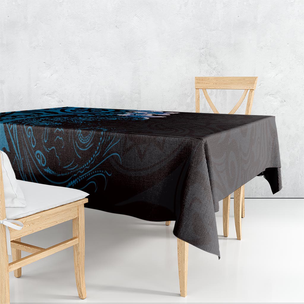 New Zealand Tuatara Plumeria Tablecloth Maori Blue Koru Tribal Tattoo LT01 - Polynesian Pride