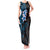 New Zealand Tuatara Plumeria Tank Maxi Dress Maori Blue Koru Tribal Tattoo