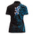 New Zealand Tuatara Plumeria Women Polo Shirt Maori Blue Koru Tribal Tattoo