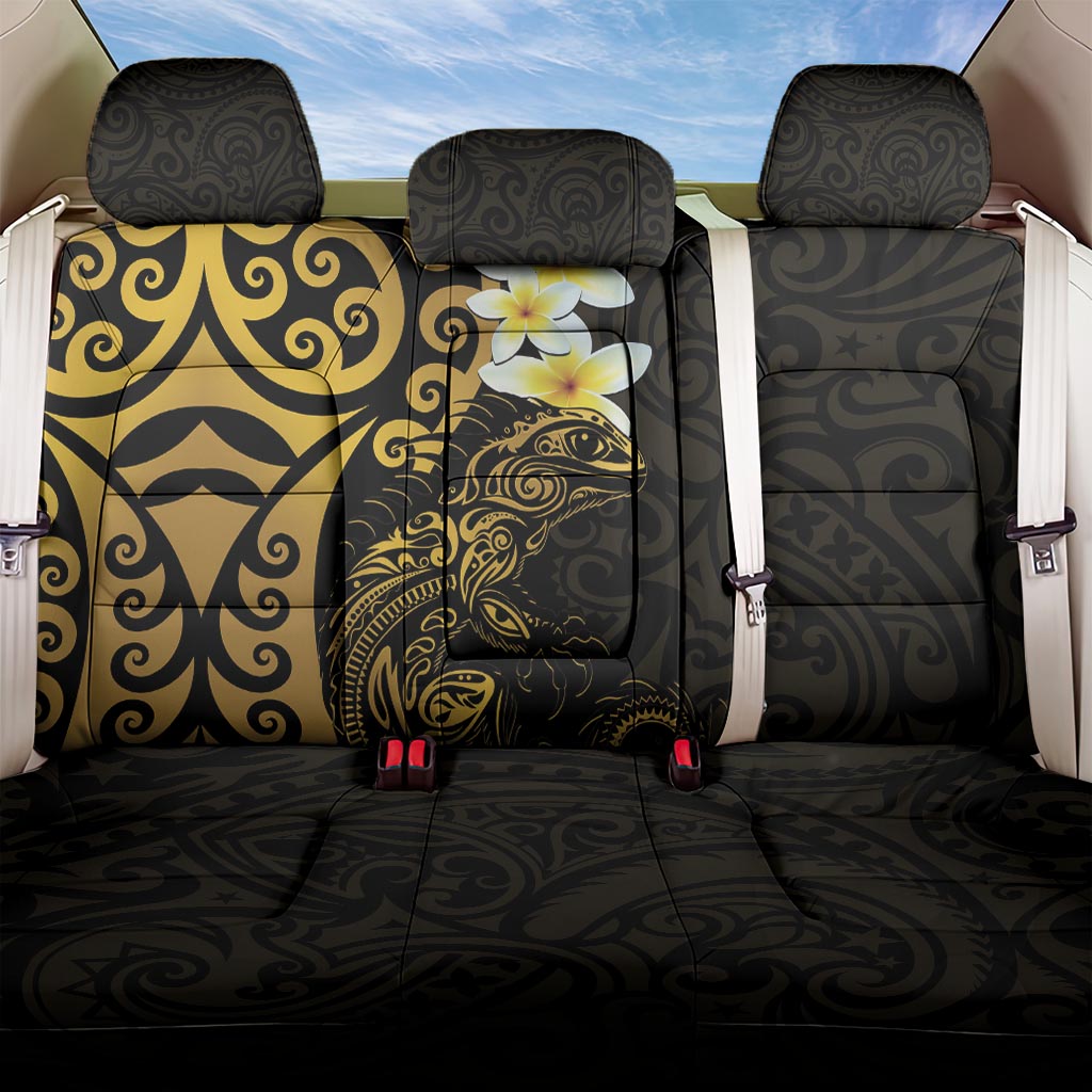 New Zealand Tuatara Plumeria Back Car Seat Cover Maori Gold Koru Tribal Tattoo