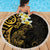 New Zealand Tuatara Plumeria Beach Blanket Maori Gold Koru Tribal Tattoo