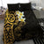 New Zealand Tuatara Plumeria Bedding Set Maori Gold Koru Tribal Tattoo