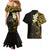 New Zealand Tuatara Plumeria Couples Matching Mermaid Dress and Hawaiian Shirt Maori Gold Koru Tribal Tattoo