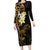 New Zealand Tuatara Plumeria Family Matching Long Sleeve Bodycon Dress and Hawaiian Shirt Maori Gold Koru Tribal Tattoo