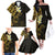 New Zealand Tuatara Plumeria Family Matching Off The Shoulder Long Sleeve Dress and Hawaiian Shirt Maori Gold Koru Tribal Tattoo