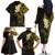 New Zealand Tuatara Plumeria Family Matching Off The Shoulder Long Sleeve Dress and Hawaiian Shirt Maori Gold Koru Tribal Tattoo