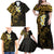 New Zealand Tuatara Plumeria Family Matching Off Shoulder Maxi Dress and Hawaiian Shirt Maori Gold Koru Tribal Tattoo