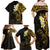 New Zealand Tuatara Plumeria Family Matching Off Shoulder Maxi Dress and Hawaiian Shirt Maori Gold Koru Tribal Tattoo