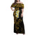 New Zealand Tuatara Plumeria Family Matching Off Shoulder Maxi Dress and Hawaiian Shirt Maori Gold Koru Tribal Tattoo