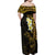 New Zealand Tuatara Plumeria Family Matching Off Shoulder Maxi Dress and Hawaiian Shirt Maori Gold Koru Tribal Tattoo