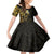 New Zealand Tuatara Plumeria Family Matching Off Shoulder Short Dress and Hawaiian Shirt Maori Gold Koru Tribal Tattoo