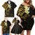 New Zealand Tuatara Plumeria Family Matching Off Shoulder Short Dress and Hawaiian Shirt Maori Gold Koru Tribal Tattoo