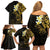 New Zealand Tuatara Plumeria Family Matching Off Shoulder Short Dress and Hawaiian Shirt Maori Gold Koru Tribal Tattoo