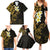 New Zealand Tuatara Plumeria Family Matching Summer Maxi Dress and Hawaiian Shirt Maori Gold Koru Tribal Tattoo