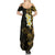 New Zealand Tuatara Plumeria Family Matching Summer Maxi Dress and Hawaiian Shirt Maori Gold Koru Tribal Tattoo