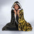 New Zealand Tuatara Plumeria Hooded Blanket Maori Gold Koru Tribal Tattoo