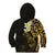 New Zealand Tuatara Plumeria Kid Hoodie Maori Gold Koru Tribal Tattoo