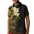 New Zealand Tuatara Plumeria Kid Polo Shirt Maori Gold Koru Tribal Tattoo